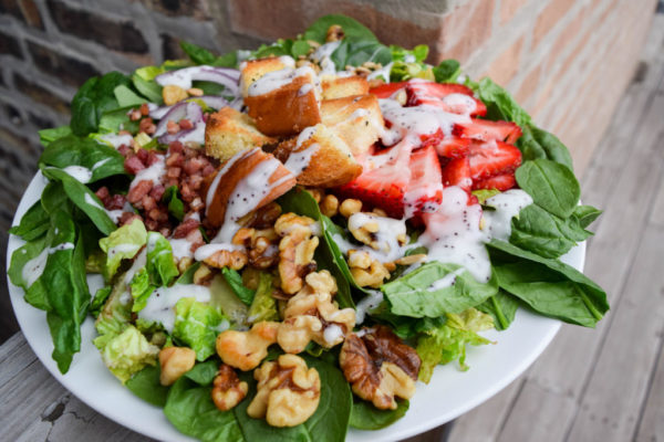 Strawberry, Walnut Spinach Salad