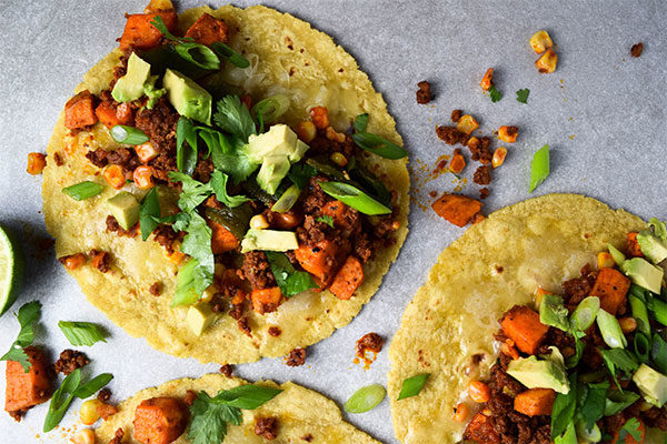 Chorizo, Poblano and Sweet Potato Tacos
