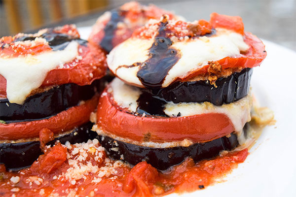 Eggplant and Tomato Mozzarella Stacks