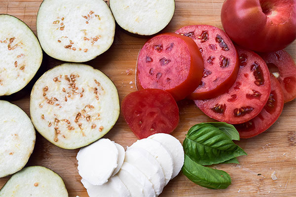 Eggplant and Tomato Mozzarella Stacks