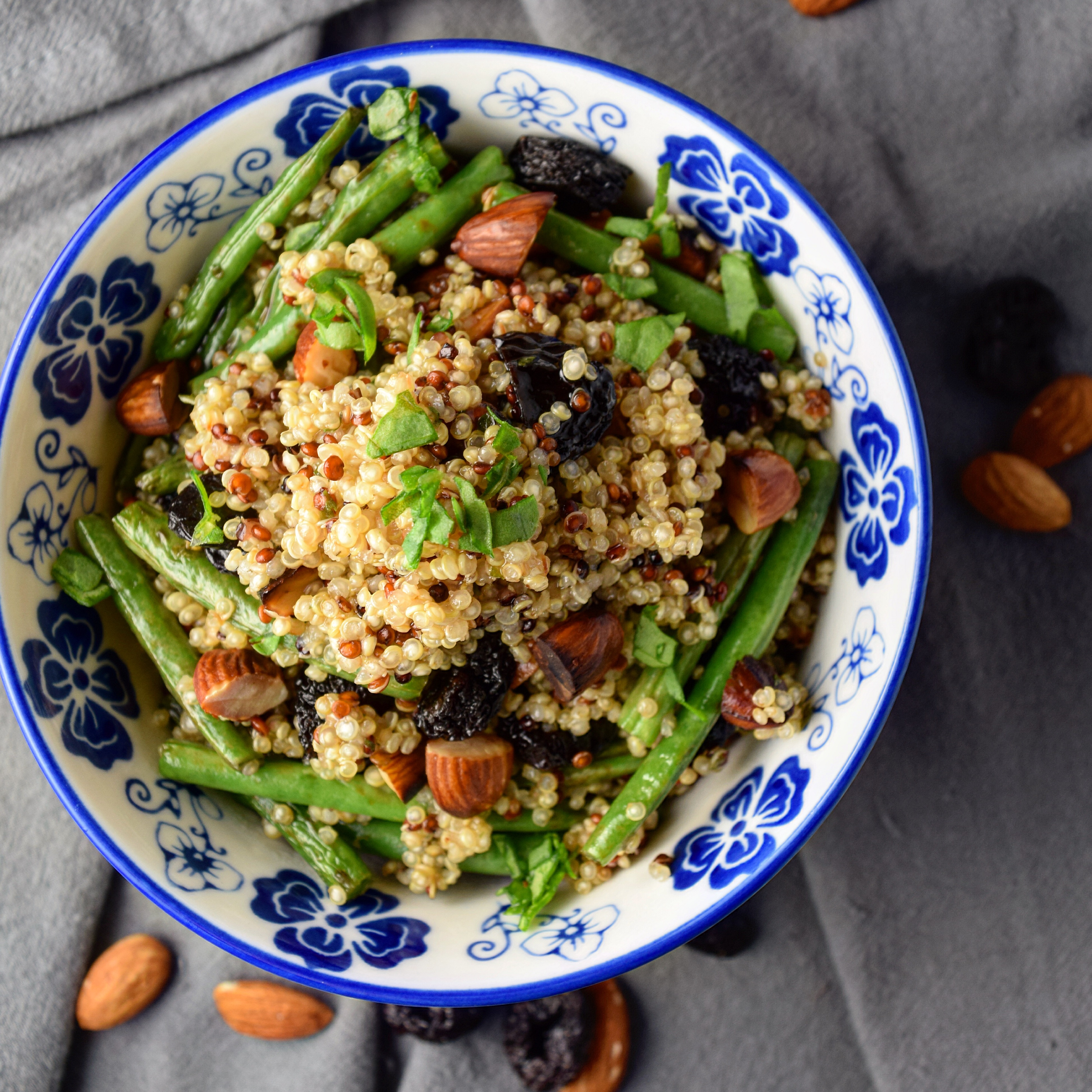 Quinoa Bowl with Green Beans, Almonds, and Cherries