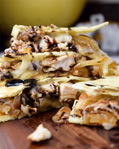 French Onion Cheese and Chicken Quesadilla